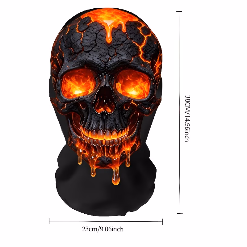 Flaming Lava Skull, Horror Print - Face Mask